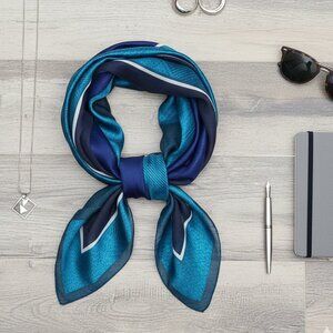 Vintage Silk-Like Geometric Square Scarf